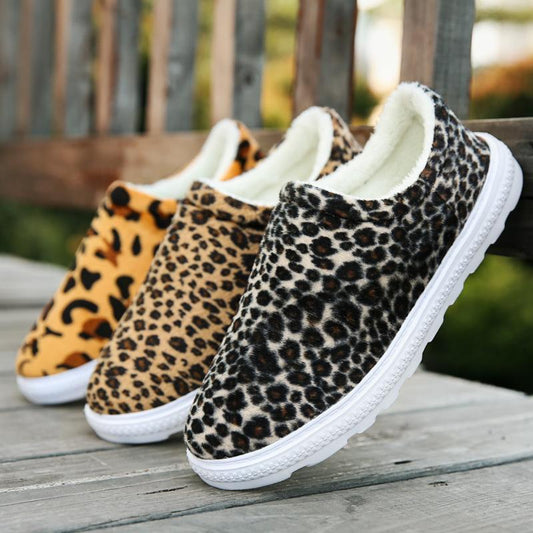 Unisex Leopard Flache Baumwollschuhe, bequeme Hausschuhe