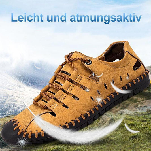 Männer Nähen Mikrofaser Leder Aushöhlen Lässige Sandalen